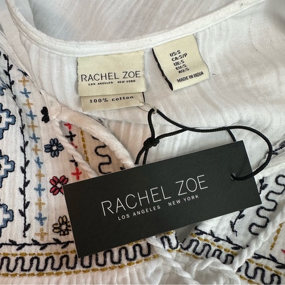 Rachel Zoe White and Blue Embroidered Women's Top, Small - Picture 6 of 10